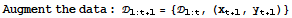 Augment the data : _ (1 : t + 1) = {_ (1 : t), (x_ (t + 1), y_ (t + 1))}