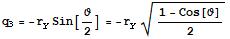 q_3 = -r_ySin[ϑ/2] = -r_y (1 - Cos[ϑ])/2^(1/2)