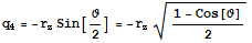 q_4 = -r_zSin[ϑ/2] = -r_z (1 - Cos[ϑ])/2^(1/2)