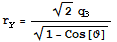 r_y = (2^(1/2) q_3)/(1 - Cos[ϑ])^(1/2)