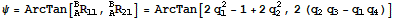 ψ = ArcTan[_B^AR_11, _B^AR_21] = ArcTan[2q_1^2 - 1 + 2q_2^2, 2 (q_2 q_3 - q_1 q_4)]