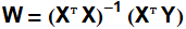 W = (XX)^(-1) (XY)