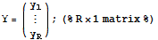 Y = ({{y_1}, {:}, {y_R}}) ; (%R×1 matrix%)