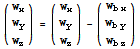 ({{w_x}, {w_y}, {w_z}}) = ({{w_x}, {w_y}, {w_z}}) - ({{w_ (b x)}, {w_ (b y)}, {w_ (b z)}})