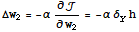 Δw_2 = -α∂/∂w_2 = -α δ_yh