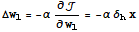 Δw_1 = -α∂/∂w_1 = -α δ_hx