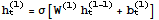 h_t^(l) = σ[W^(l) h_t^(l - 1) + b_t^(l)]