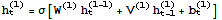 h_t^(l) = σ[W^(l) h_t^(l - 1) + V^(l) h_ (t - 1)^(l) + b_t^(l)]