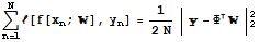 Underoverscript[∑, n = 1, arg3] ℓ[f[x_n ; ], y_n] = 1/(2N) |  - Φ | _2^2