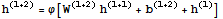 h^(l + 2) = φ[W^(l + 2) h^(l + 1) + b^(l + 2) + h^(l)]