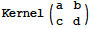 Kernel ({{a, b}, {c, d}})