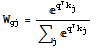 W_gj = ^(qk_j)/(Underscript[∑, j] ^(qk_j))