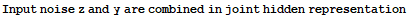 Input noise z and y are combined in joint hidden representation