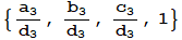 {a_3/d_3, b_3/d_3, c_3/d_3, 1}